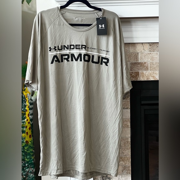 Under Armour 🆕 Big & Tall size: 2XLT Wordmark Tech 2.0 Tee khaki gray - Picture 3 of 8